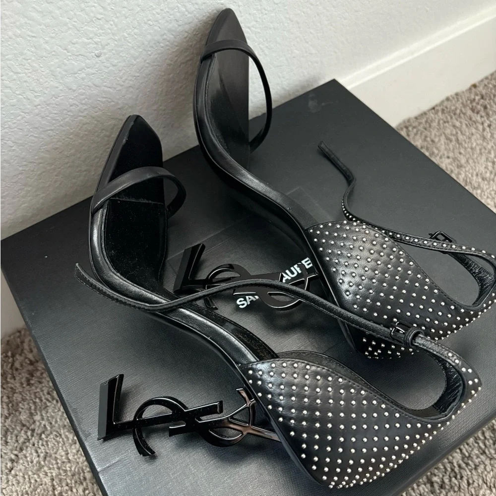 Saint Laurent Black Studded Women's Heels - Picture 5 of 6